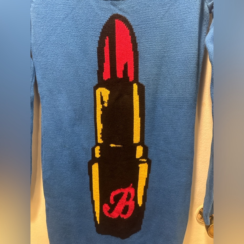 Vintage Betsey Johnson blue lipstick “B” initial Marilyn dress - Picture 3 of 5